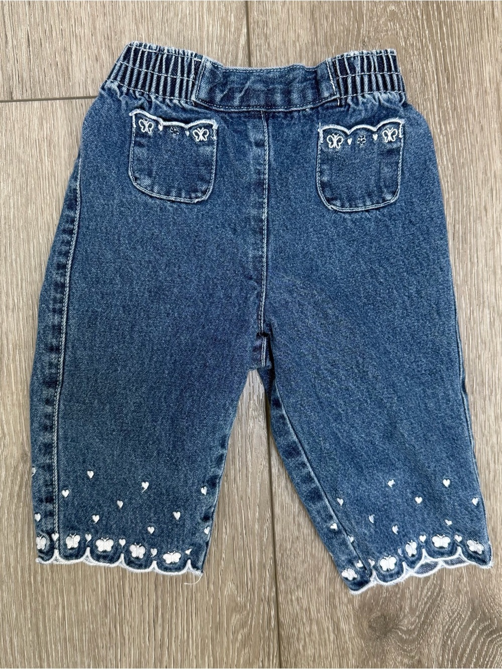SPROCKETS VINTAGE Y2K ELASTIC WAISTBAND SCALLOPED HEM STRAIGHT LEG JEANS 6-9MO